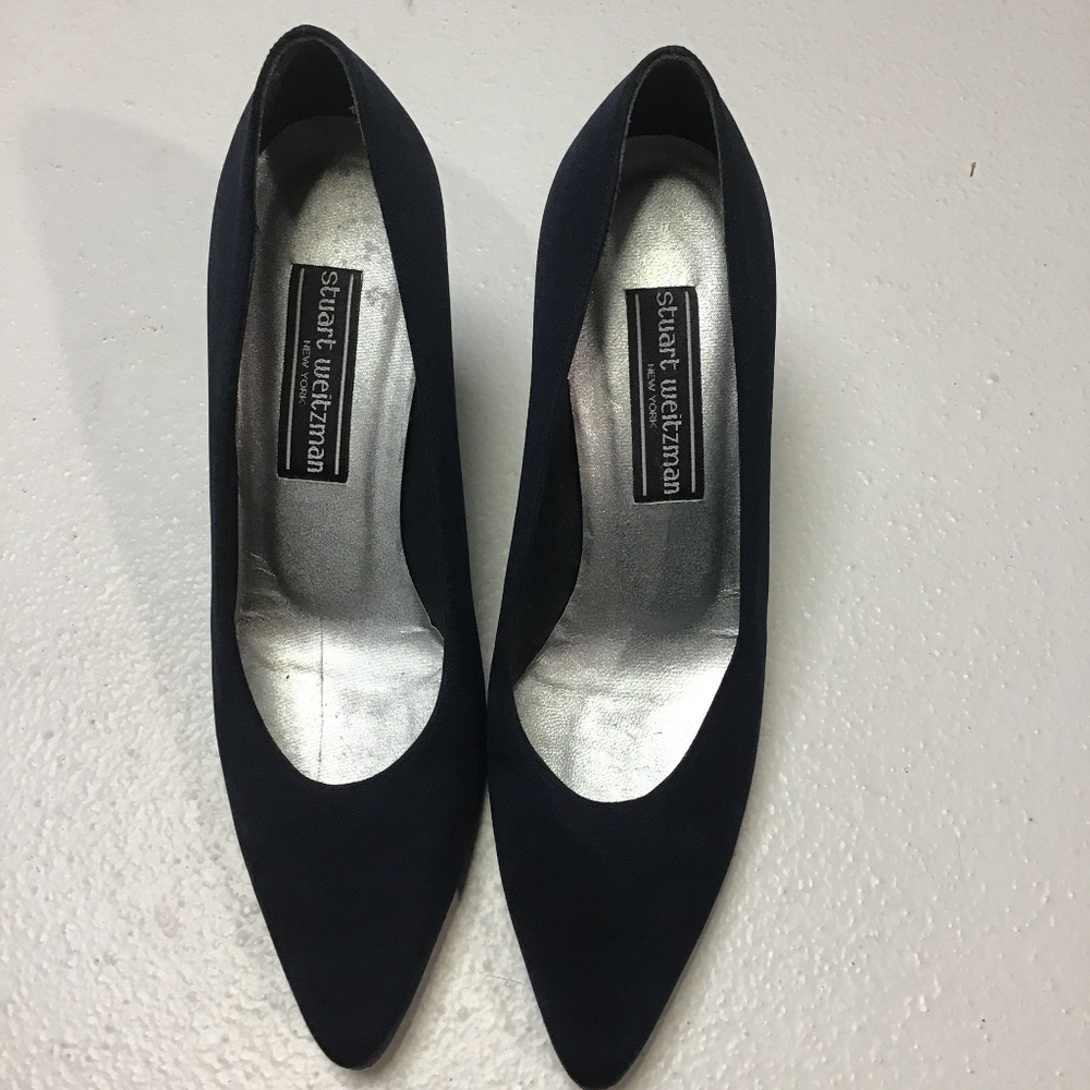 Stuart Weitzman Navy Fabric Pumps